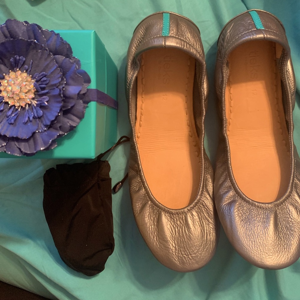 Women’s Authentic Tieks (metallic silver) size 12